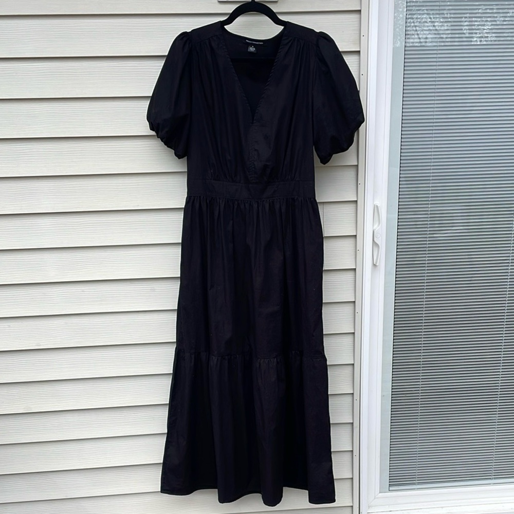 Black Puff Sleeve V-Neck Sundress